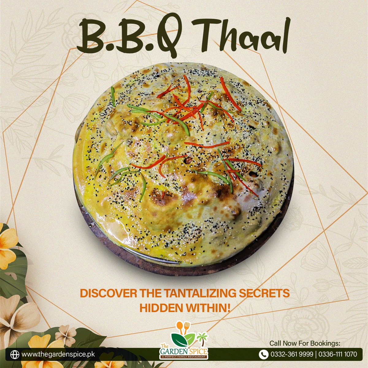 For the Love of BBQ - Thaal is the Real Deal! 🥓
☎️ 0332-3619999 | 0336-1111070
#TheGardenSpice #ChickenSeekhKabab  #ChickenReshmiKabab #BeefSeekhKabab #ChickenTikkaBoti #ChickenMalaiBoti #BeefBihariKabab #GolaKabab #MuttonSeekhKabab #HaryaliBoti #Batair #bbq #bbqlife #lahore