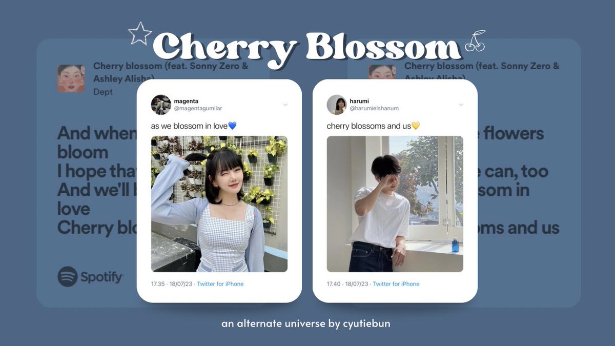 𝗖𝗛𝗘𝗥𝗥𝗬 𝗕𝗟𝗢𝗦𝗦𝗢𝗠
: our love is like flowers bloom

#AnEverysaryFairbi #2ndEveryFairbi
— a fairbi : wonwoo x yerin very short au
© cyutiebun, 2023