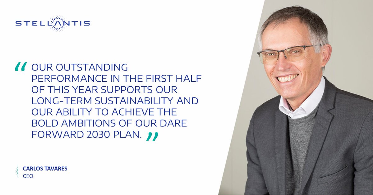 Stellantis's tweet photo. #Stellantis #H12023 Results | Join #CEO Carlos Tavares and #CFO Natalie Knight for the live presentation as the Company posts strong growth and sets new records: https://t.co/ylTRSZTySc https://t.co/oSYnSxFslN
