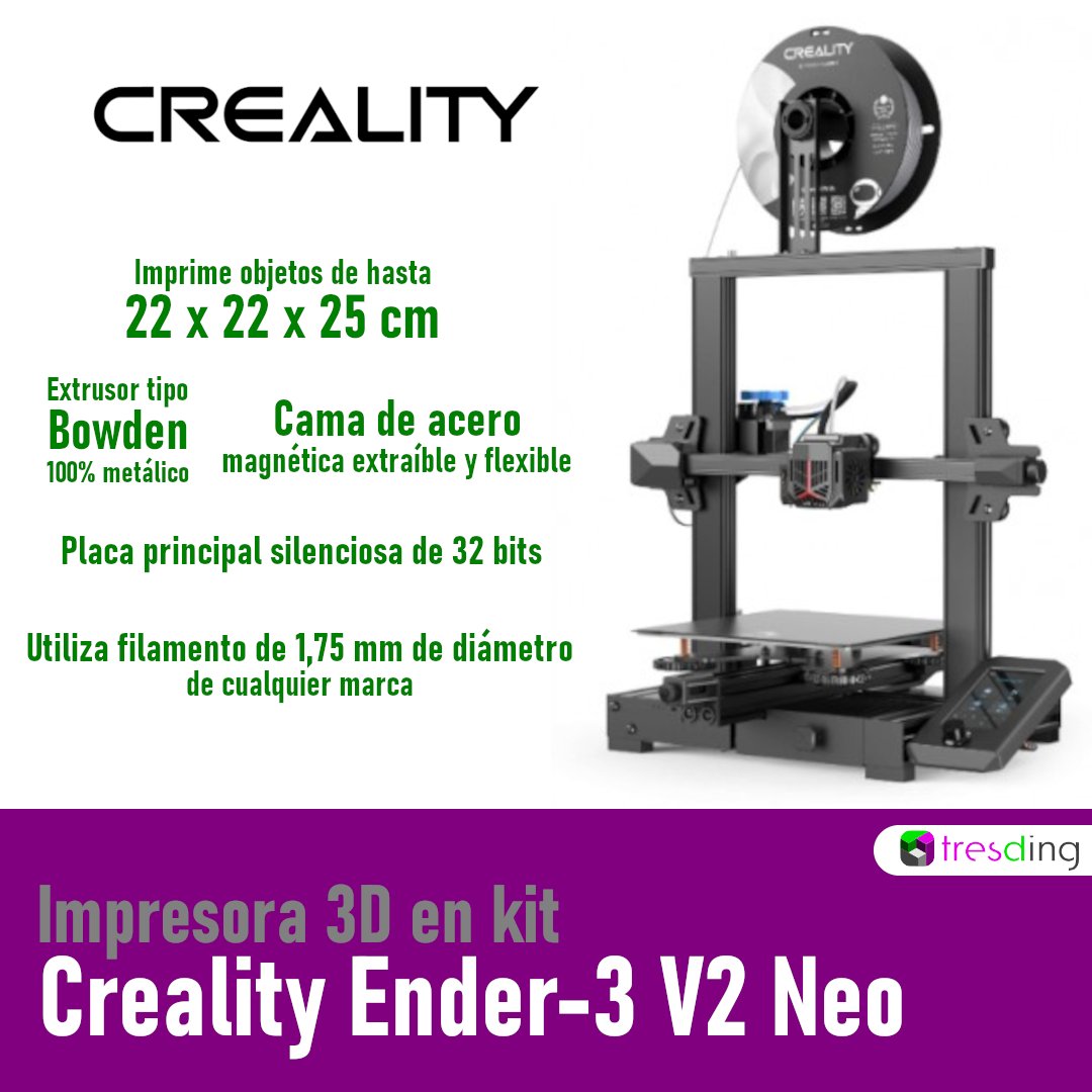 Tresdingcom's tweet photo. Creality Ender-3 V2 Neo. Impresora 3d con rápido montaje y fácil de usar. Ideal para sectores como el doméstico, educativo, arquitectura, etc.

🛒▶️https://t.co/njXKeddtxh

#impresora3d #printer3d #3dprinter #impresion3d #creality #ender3 #educacion  #diseño #arquitectura https://t.co/Gsj8q8qUfB