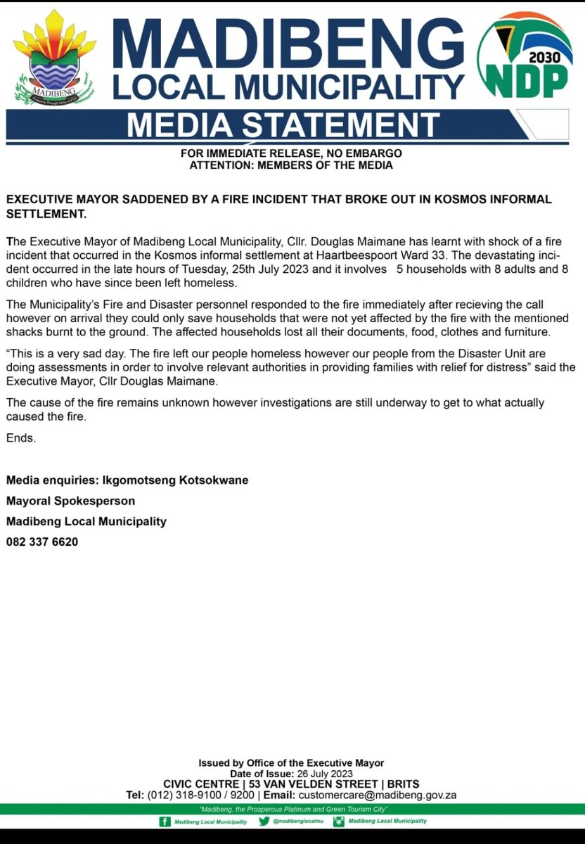 Cllr Douglas Maimane Madibeng Executive Mayor tweet media