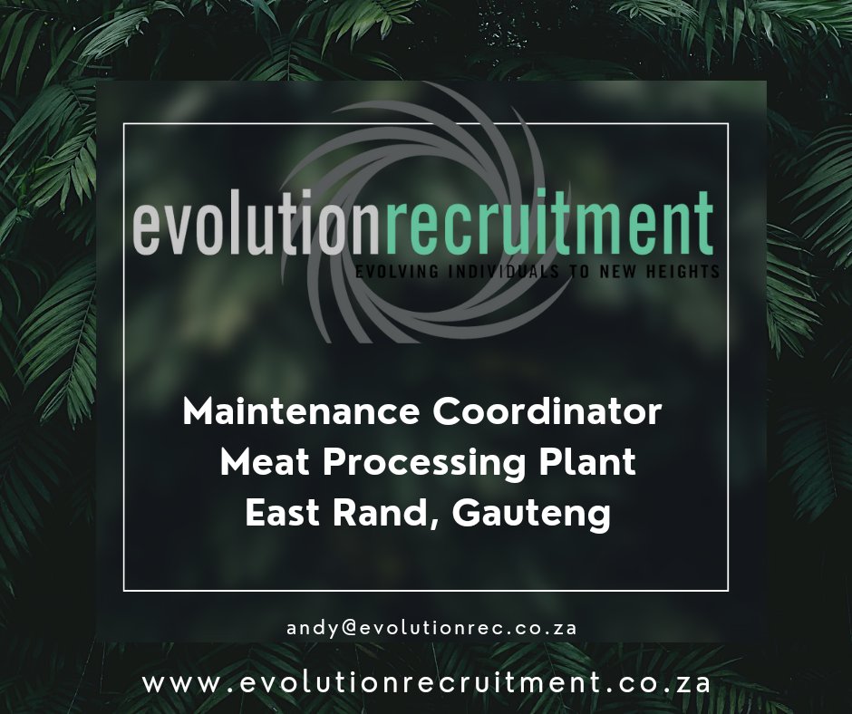 RecruitEvolve's tweet image. FMCG Maintenance Coordinator, East Rand Gauteng.  Negotiable CTC package offered, dependent on industry experience.

Full job spec and to apply:  bit.ly/MaintenanceCoo…

#meatprocessing #meatproducts #boilerrepair #boilerservice #RecruitmentAgency