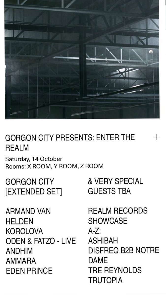 @Realm_Records 🏛 @armandvanhelden @korolovamusik @ODEN_and_FATZO @andhim_official @ammaradj @edenprincemusic @_Ashibah_ #disfreq B2B #NotreDame @trereynolds_dj @Trutopia & VERY SPECIAL GUESTS TBA