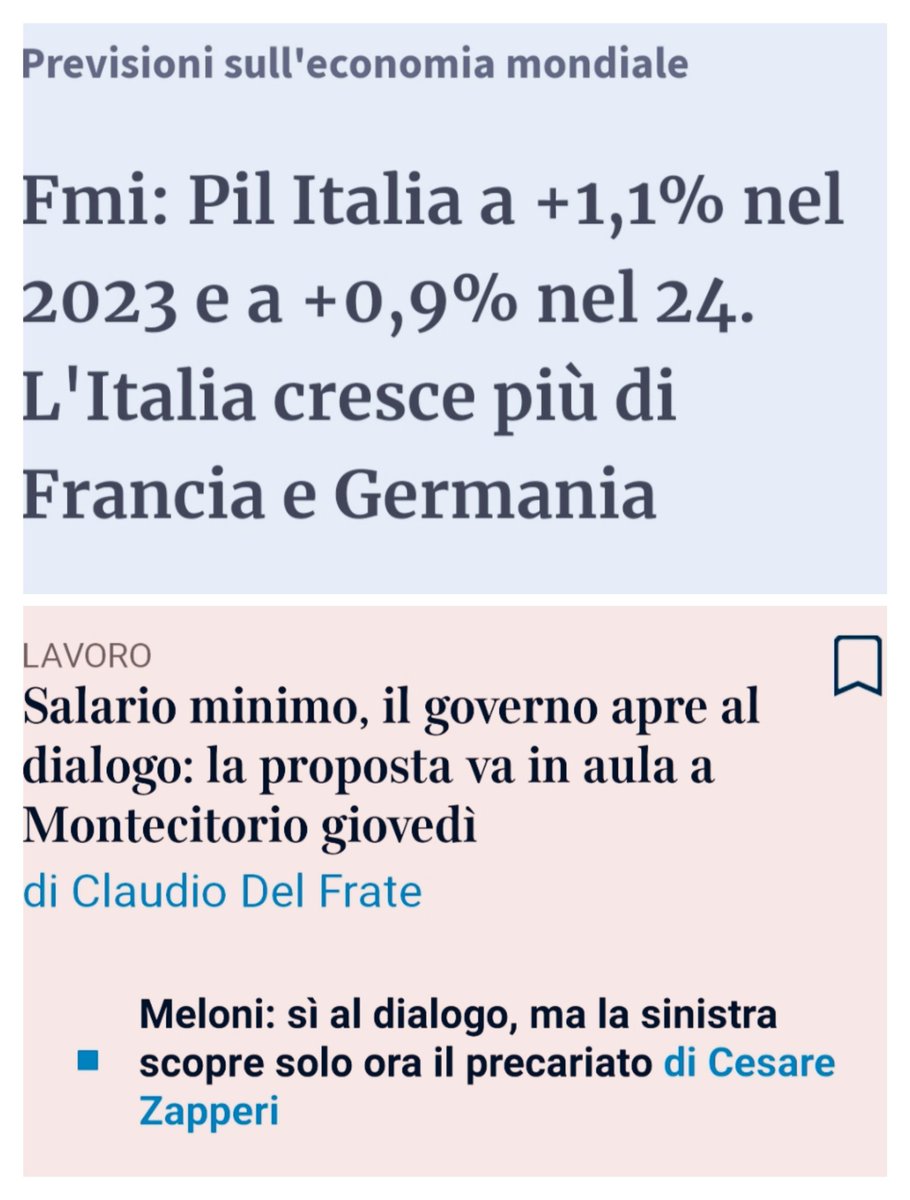 Dalla triste PROPAGANDA dei Sinistri, alla apprezzabile (per gli italiani) REALTÀ della #Meloni. Avanti così👏🏼