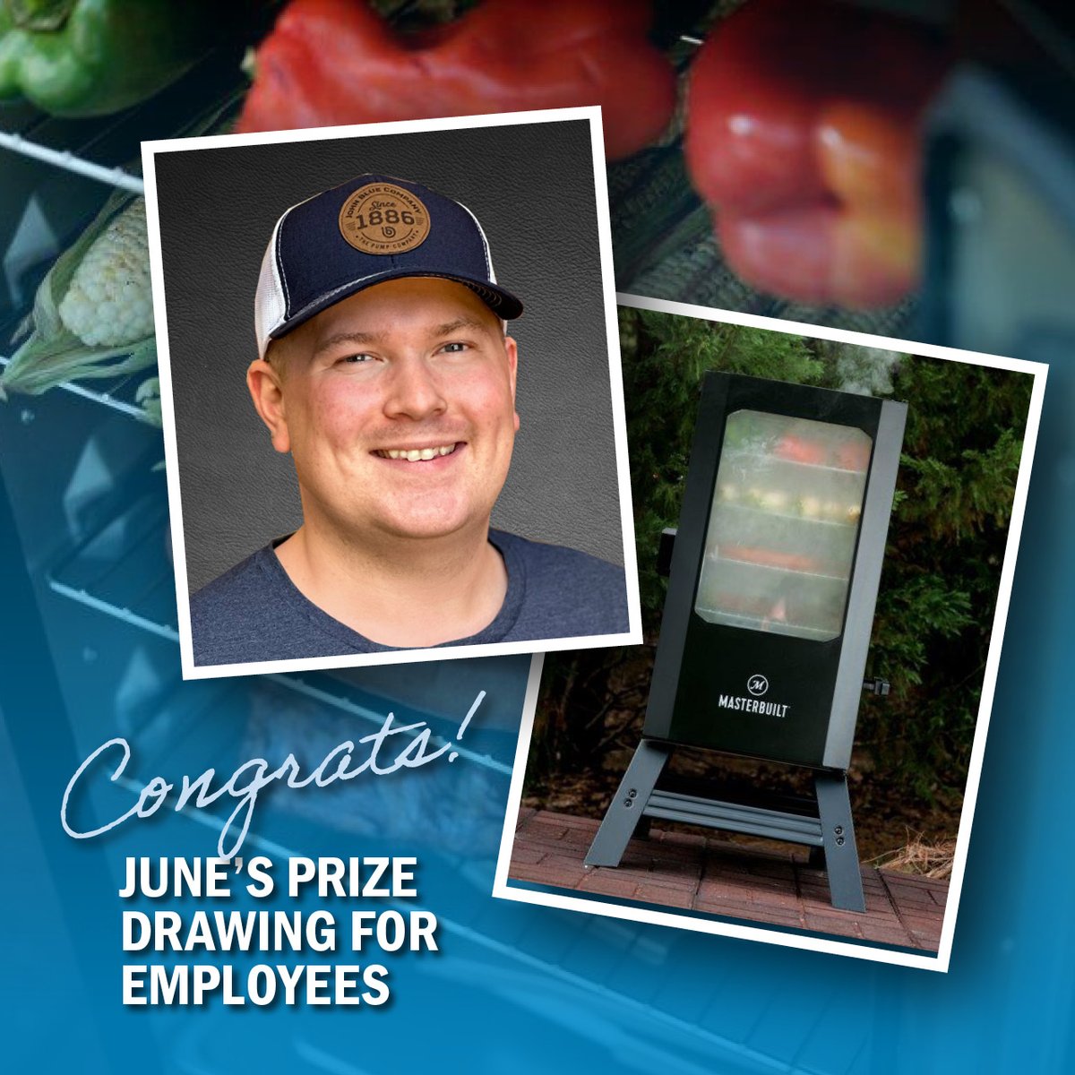 JohnBlueCo's tweet photo. Congratulations to Hayden, our Inventory Control Specialist, who won June's monthly giveaway – a Masterbuilt 30” Digital Electric Smoker!

#johnblueco #weloveouremployees #employeegiveaway https://t.co/G2r1OcU8iN