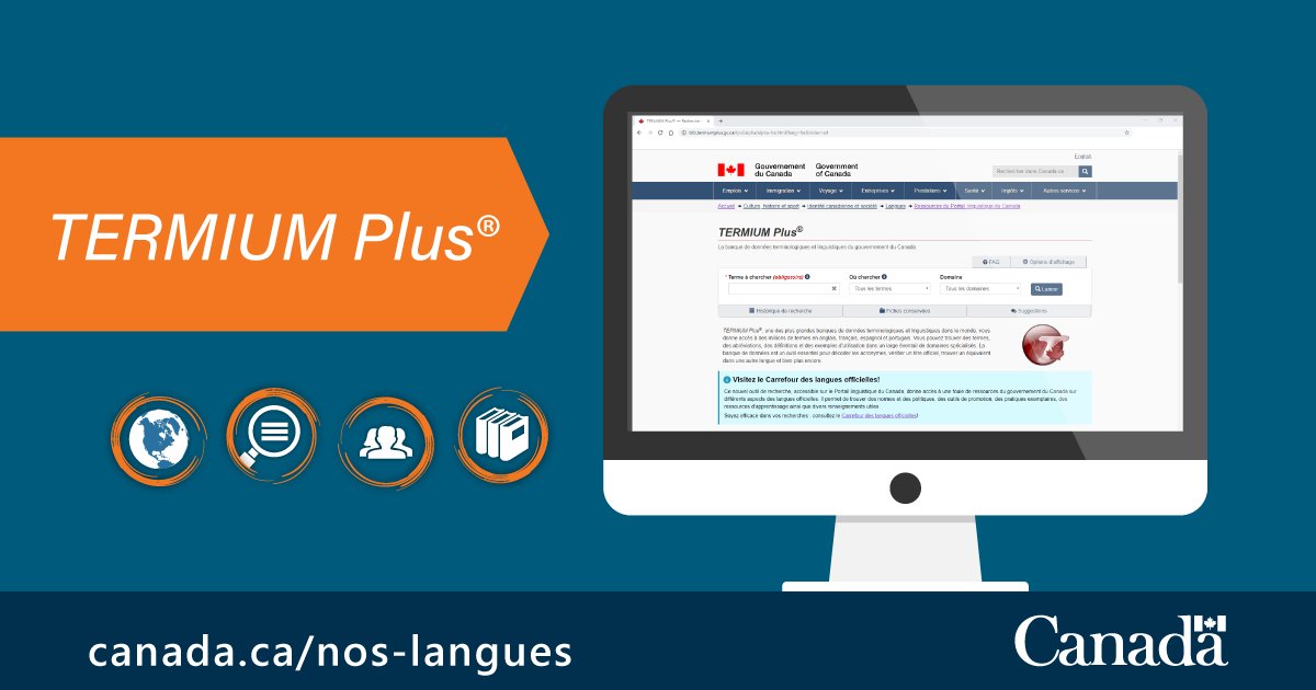 Nos_langues's tweet photo. #TERMIUM Plus, banque de données du #BureauDeLaTraduction, contient des millions de termes en anglais, français, espagnol et portugais dans des centaines de domaines spécialisés! Découvrez-la! #xl8 https://t.co/5yX9kf0E8k https://t.co/4MJMpwxJz8