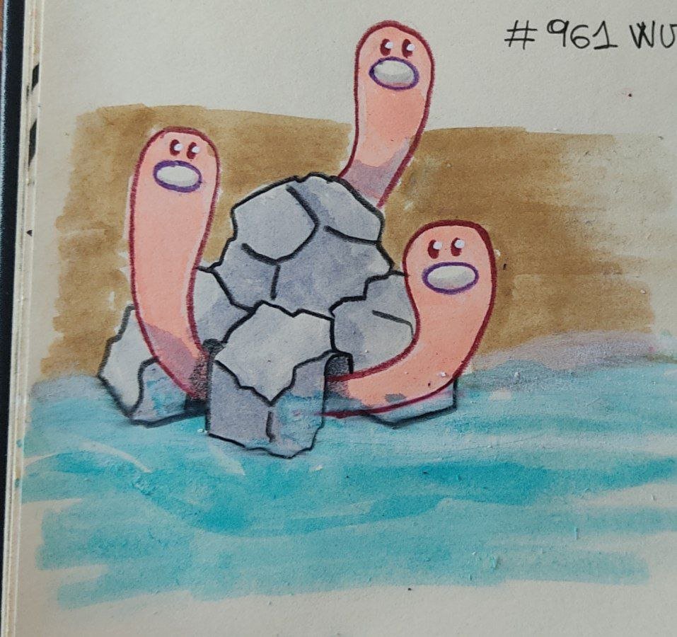 NathKSun's tweet photo. Day 2
Pokemon random: #961 Wugtrio
This feels better... I tried to line with colour pencils. But still needs practice hahahaha https://t.co/MpS70gf4SC