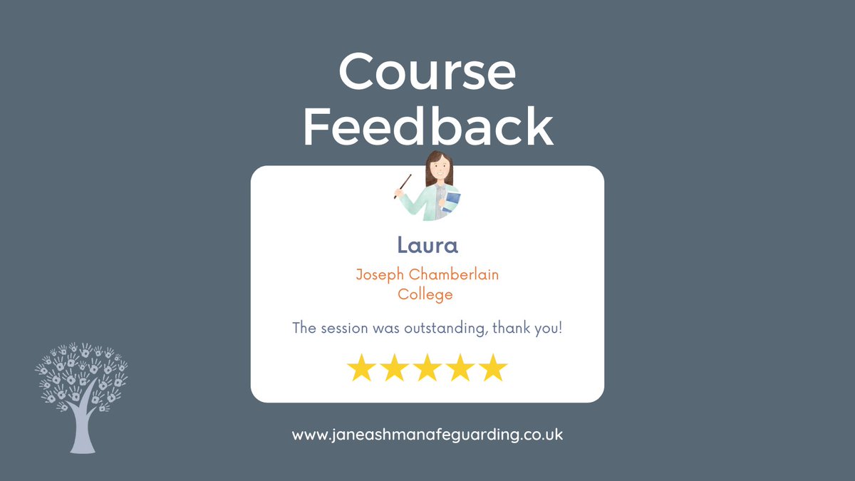It doesn't get better than outstanding!

Thank you, Laura, it was a pleasure to offer #SafeguardingTraining at Joseph Chamberlain College.

If you're looking for safeguarding training in your workplace, click here: bit.ly/44WxQuz

#KeepingChildrenSafe