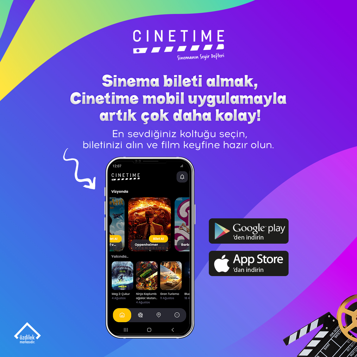 ozdilekavm's tweet image. Sinema bileti almak, Cinetime mobil uygulamayla artık çok daha kolay!📱

En sevdiğiniz koltuğu seçin, biletinizi alın ve film keyfine hazır olun. 📽🍿

📢Cinetime mobil uygulama Google Play Store'da ve Apple Store'da.

#Özdilek #Cinetime #Sinema #Film #MobilUygulama