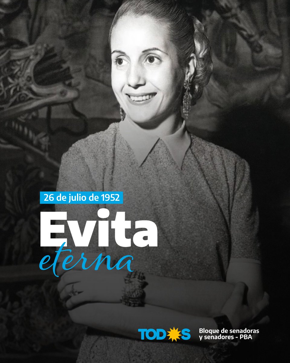 SenadoresFP_PBA's tweet photo. Evita vive en la lucha y en el corazón de su pueblo. 

#EvitaEterna ✌🏻 https://t.co/QTsNeQf4DD