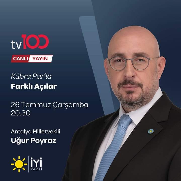 Bu akşam saat: 20.30’da TV100 ekranlarında Kübra Par’la Farklı Açılar programında gündemi konuşacağız. @iyiparti @meral_aksener @UGUR__POYRAZ @zorlu77 @aefakibaba @EnverKb_ @esra_koreli @emin_yetim