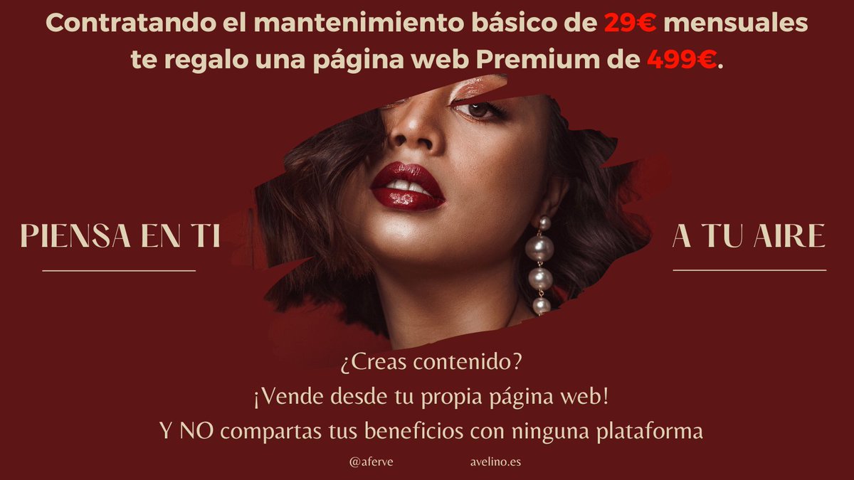 aferve's tweet photo. Este verano y hasta nueva orden, tiramos la casa por la ventana.  

Contratando el mantenimiento básico de 29 €/mes te regalo una página web premium de 499€.  

Y si contratas el mantenimiento premium de 69 €/mes te regalo una tienda online Premium de 999€ para tu contenido https://t.co/Vjjzwd4kqt