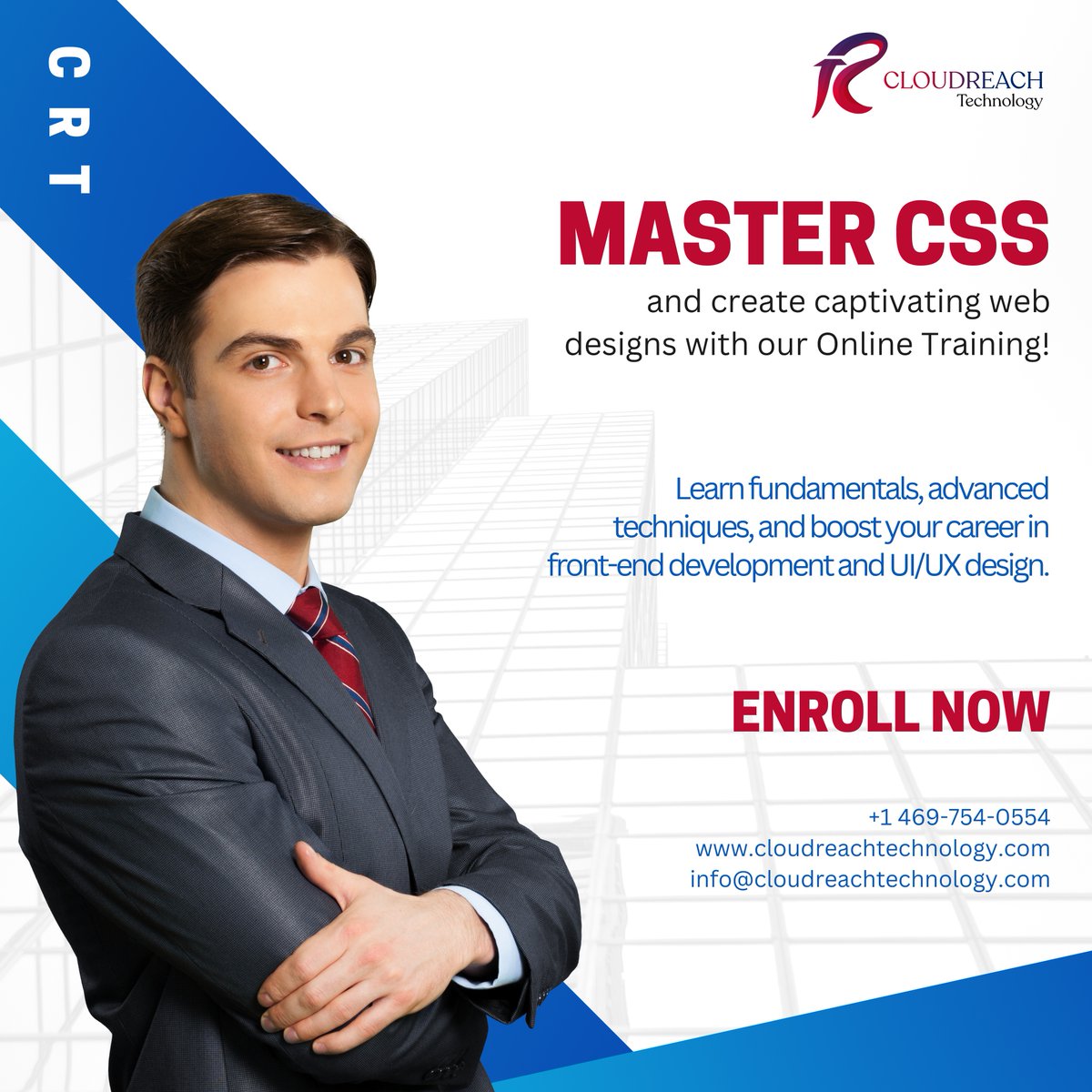 Learn to use CSS to make beautiful websites with the help of Cloudreach Technology's online courses. Come join us!

#javatraining #sastraining #businessanalyst #qualityassurance #aitraining #awstraining #aspdotnettraining #OnlineLearning #CloudreachTechnology #training