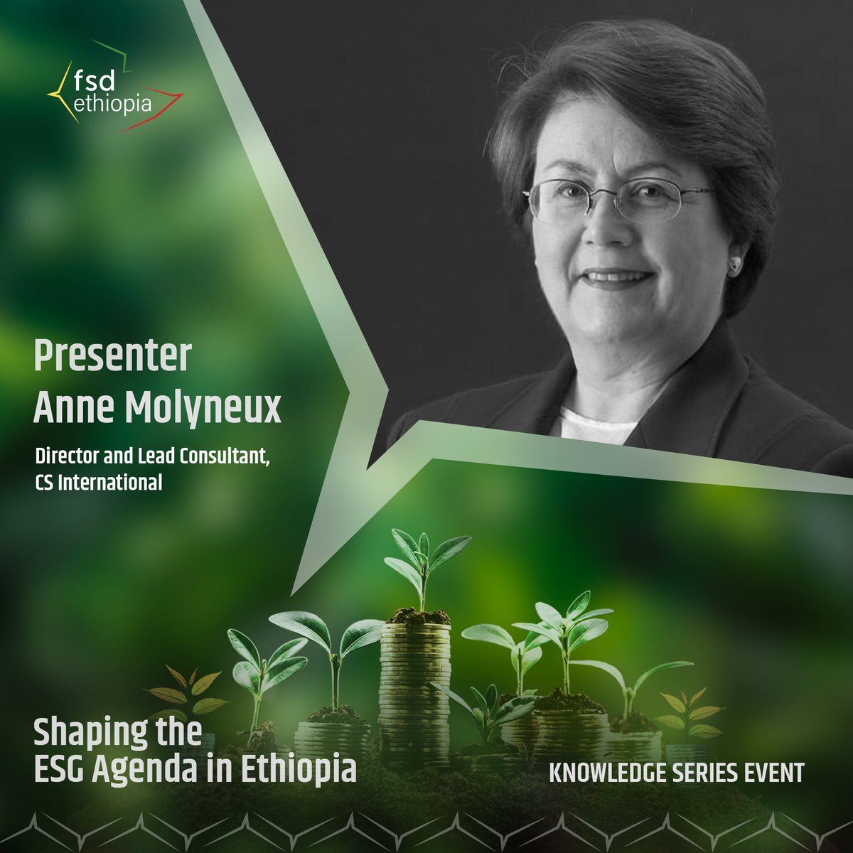 FSDEthiopia's tweet photo. Anne Molyneux, Director and Lead Consultant, CS International, is a presenter and a panelist on tomorrow’s #FSDE Knowledge Series on Shaping the ESG Agenda in Ethiopia.
@FSDAfrica @FSD_Network
#FCDO #BMGF #AABE #IFC #ESG https://t.co/oeUmahVYzJ