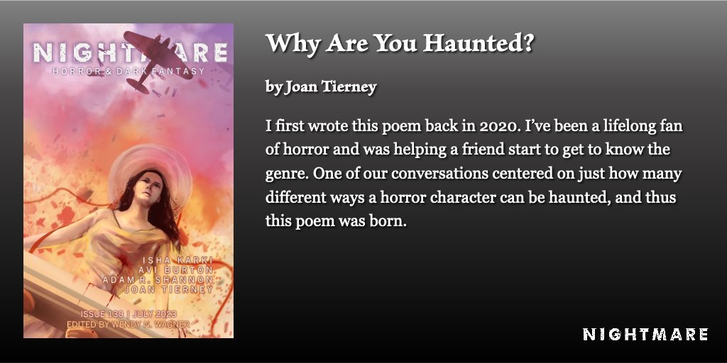 New Poetry at NIGHTMARE: “Why Are You Haunted?” by Joan Tierney. nightmare-magazine.com/poetry/why-are…