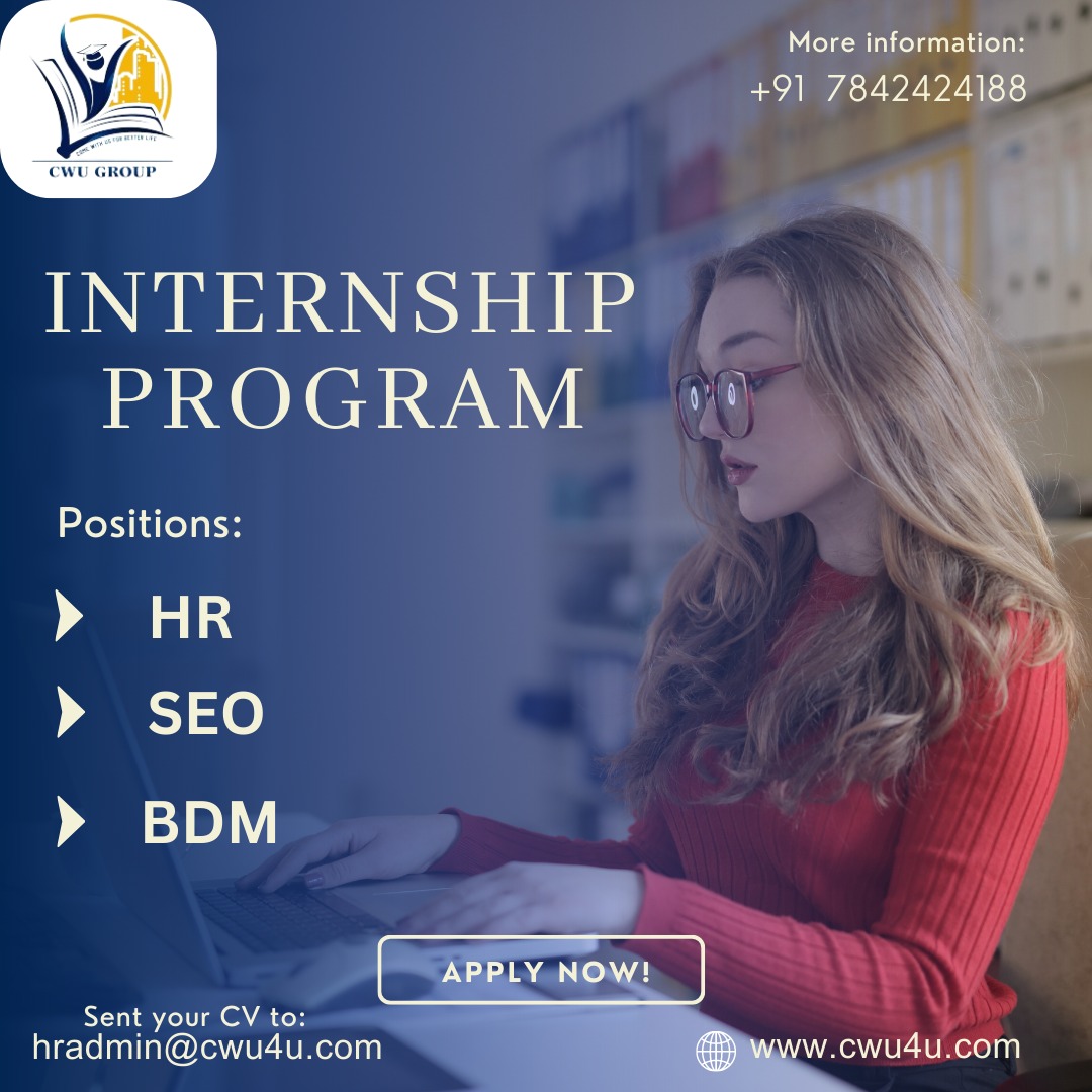 Are you ready to embark on a journey of growth, learning, and professional development? CWUForYou is thrilled to offer you an exciting and enriching internship program.
#CWUForYou #InternshipOpportunity #CareerGrowth #InternshipSkills #SEOExpert #SEOSuccess #HRTraining