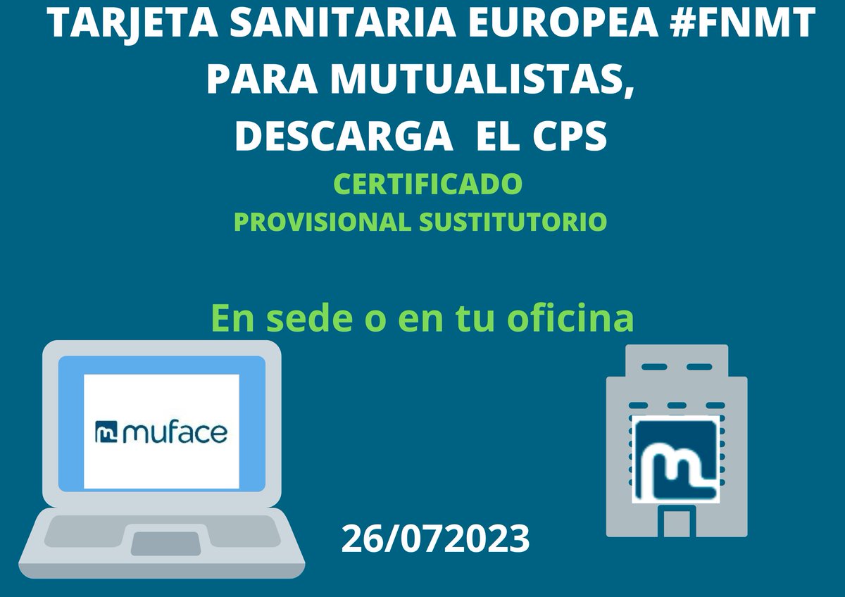 🌏MUTUALISTA, SI VIAJAS A TERRITORIO TSE

💻🏢Descarga el CERTIFICADO Provisional Sustitutorio (CPS) en la sede-e o en tu 🏢

📨Los envíos de TSE (mutualistas) pueden demorarse por razones 🔩 en una semana se normaliza el servicio

muface.es/muface_Home/Pr…