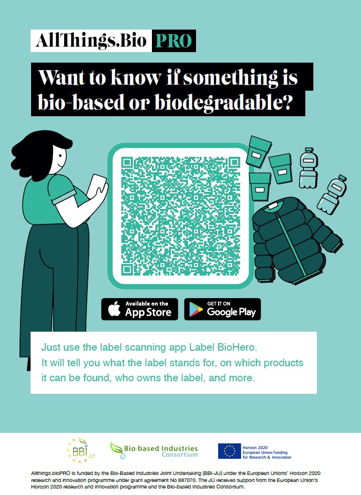 Teachers! Do you want to choose a more sustainable way of living?🌿Download the app Label Bio Hero by <a href="/AllThings_Bio/">AllThings.Bio</a>!
📱Find out what your products’ labels mean, where they can be found, who owns them and more!🌍 Embrace EU bio-based products and explore sustainable alternatives!