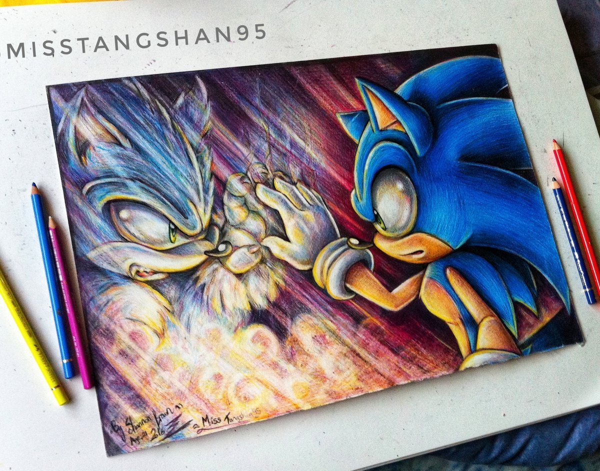 'Reflection' 🦔💎 Sonic looks in the mirror to see the Werehog staring back at him. 🐺

A3 Coloured pencil drawing Commission piece ✏️🎨

#Sonic #sonicunleashed #sonicthewerehog #SonicTheHedgehog #sonicfanart #SonicTheHedeghog #werehog #traditionalart #colouredpencilart #art…