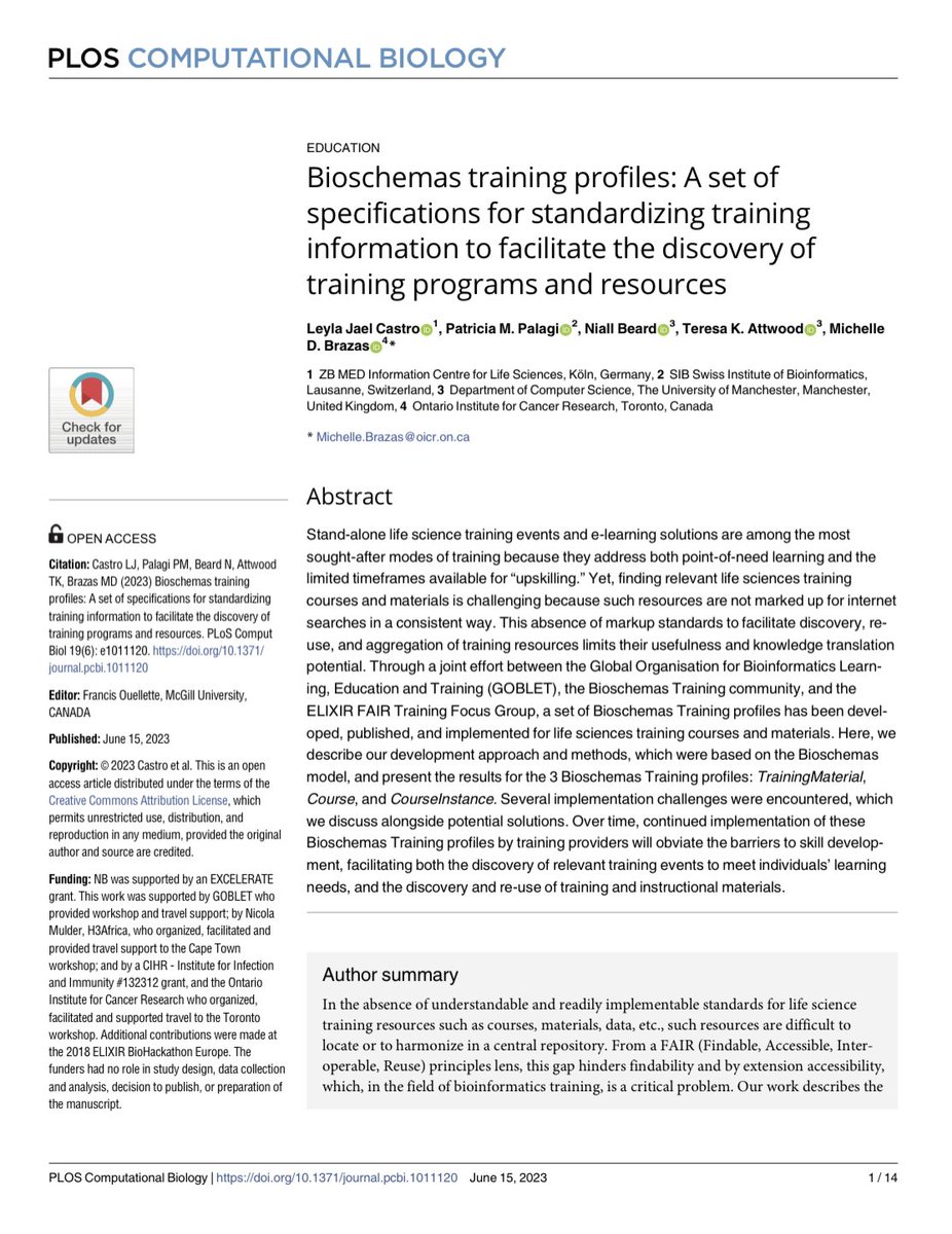 bffo's tweet photo. #ISMBECCB2023 Michelle Brazas talking about #bioschemas for training materials in the #education @iscb https://t.co/UkjbWzXK1w