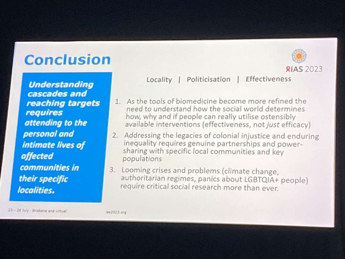 Rather than battles between biomedicine &amp; social science for epistemic importance, acknowledge how intertwined and critical both are to address HIV and other epidemics - no intervention is effective without the sociocultural economic political context considered #IAS2023