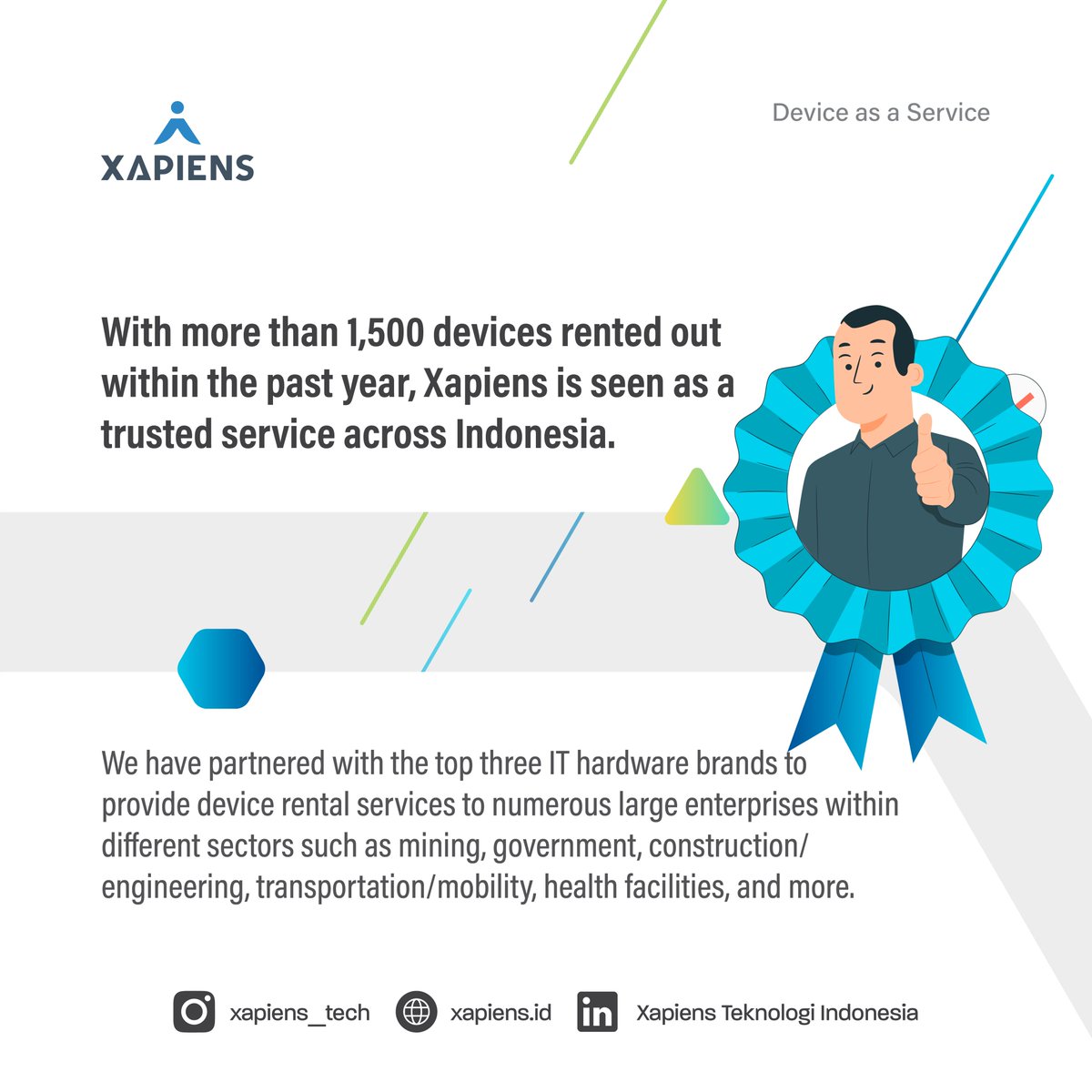 Xapiens_Tech's tweet image. #itequipment #deviceservice #deviceasaservice #daas #devicesubscription #managedservices #managedservicessolution #managedservicesandsolutions #itconsultant #itindonesia #programmerindonesia #informasiteknologi #xapiensteknologiindonesia