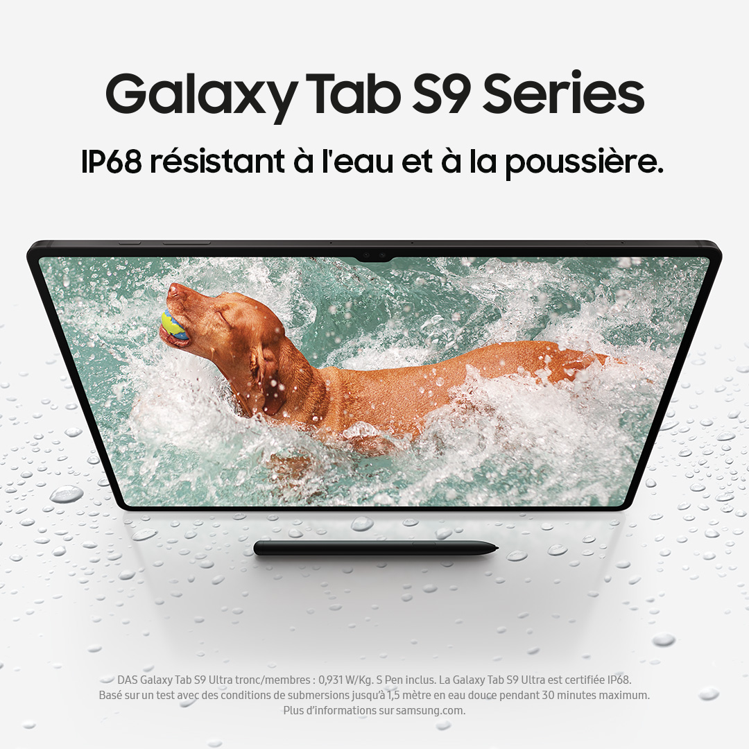 N'ayez plus peur de l'eau et de la poussière !
Les #GalaxyTabS9 Series sont certifiées IP68.
#SamsungUnpacked 
spr.ly/6019PVIDc