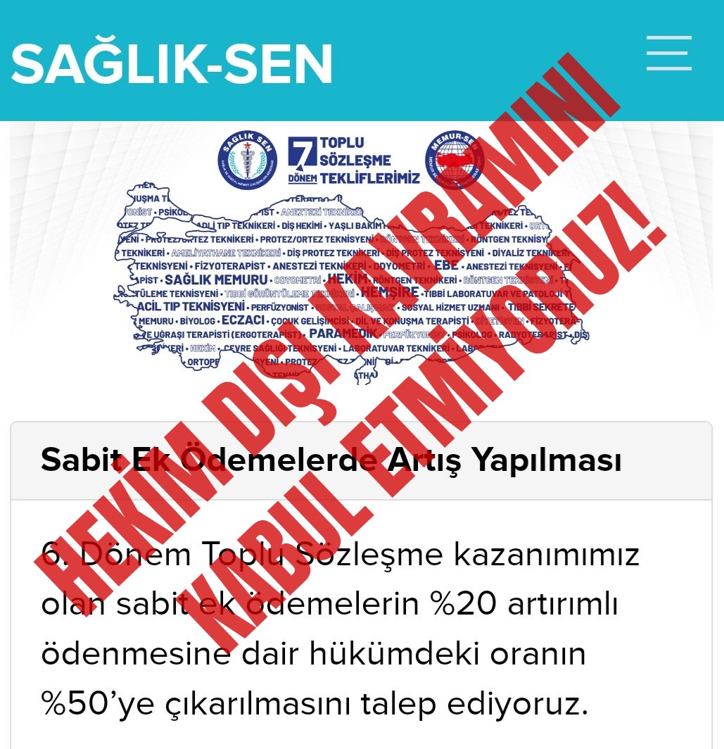 UYARIYORUZ !        

Sağlık Sen, ayrımcılığa yol açan ve hukuka aykırı "Tabip dışı" garabetini kullanmaya devam ettiği gibi, "Tabip dışına" %20 olan ödeme oranını toplu sözleşme ile %50 ye çıkarmak istemektedir.

Toplu sözleşmede hekimler dışlanmaya ve "tabip dışı" ibaresi