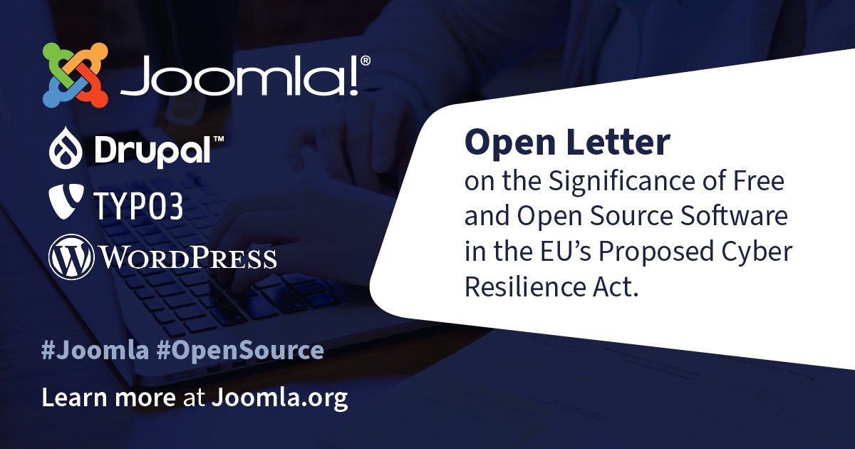 Open Source Matters and Leading FOSS CMS Communities Address EU Legislators in a Joint Open Letter.

You can read and download the letter here: joomla.org/announcements/…

And you can read the Press Release here: joomla.org/about-joomla/t…

#Joomla #OpenSource #CMS #CyberResilienceAct