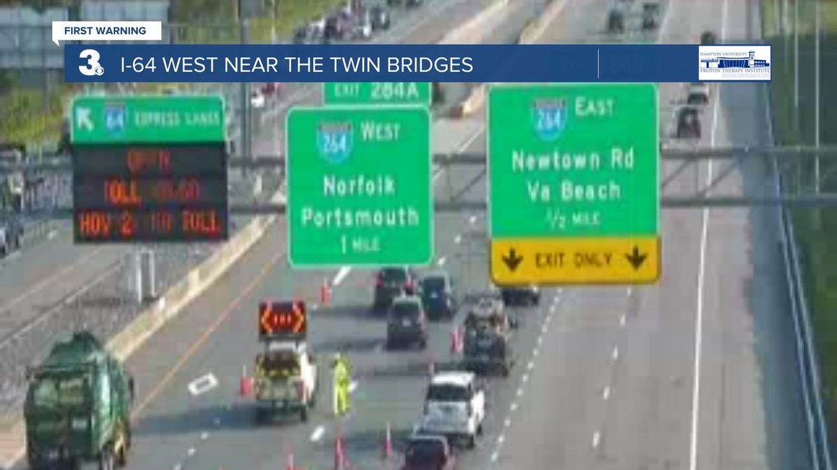 #ALERT: CRASH: Norfolk: I-64 West near the Twin Bridges @wtkr3