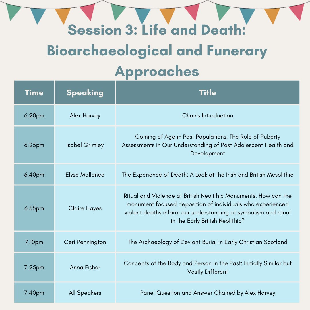 Can you believe it's time for our final session? 'Life and Death: Bioarchaeological and Funerary Approaches' is chaired by Alex Harvey and features Isobel Grimley (@IsobelGrimley), Elyse Mallonee, Claire Hayes, Ceri Pennington, and Anna Fisher (@Archaeoactivist) 
#ECArch2023