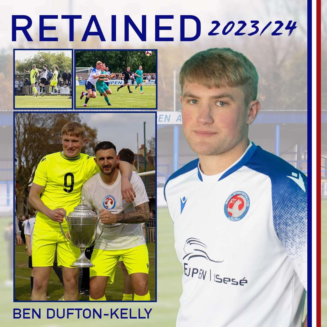 ✍️ Vauxhall Motors FC are delighted to announce the retention of Ben Dufton-Kelly ahead of the 2023/24 season! #COYM | @BalticTraining ⚪️