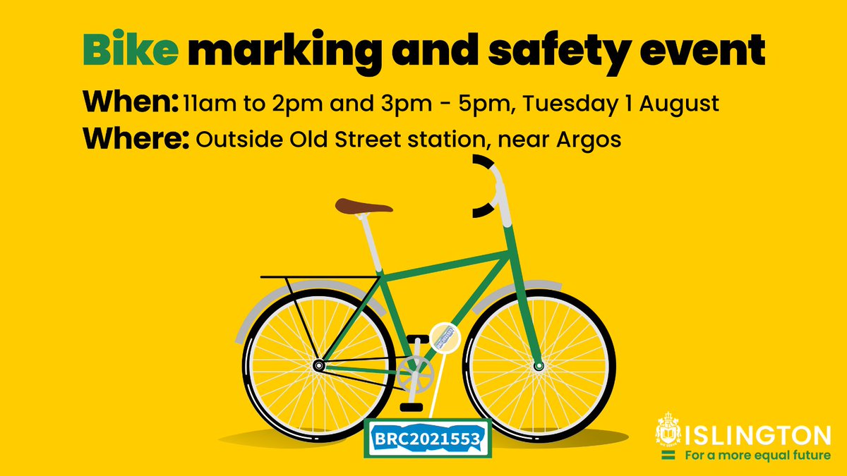Keep your bike safe and sound! 🚴🏻‍♂️🔒

Mark and register your bike and get a bike check up from #DrBike for free! We'll be at #OldStreet Station on Tuesday 1 August from 11am.

Protect your ride and prevent theft 🚨

#BikeMarking #BikeRegistration #BikeSafety