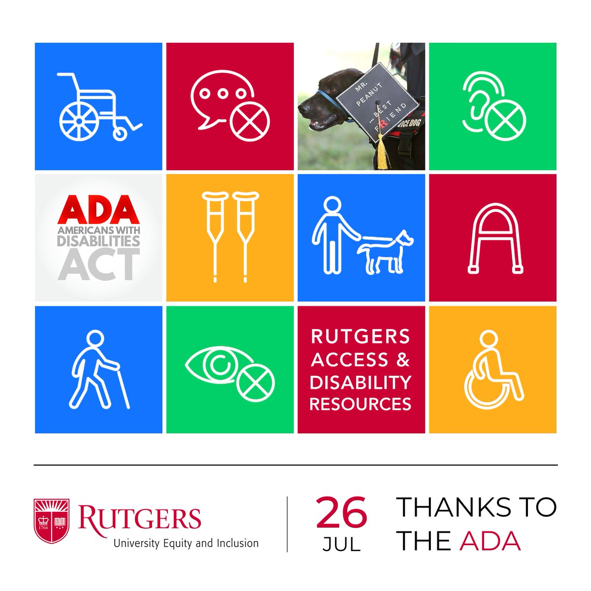 Today is the 33rd anniversary of the Americans with Disabilities Act! #ADA33

Thanks to the #ADA, we have:
♿ Mandatory accessible design in all new public buildings
🚆 Increased public transportation accessibility
💼 Workplace accommodations

Learn more: adata.org/ada-timeline.