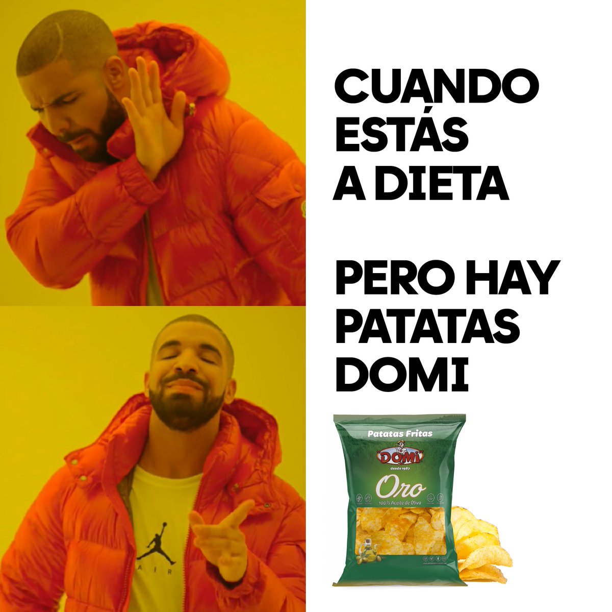 PatatasDomi's tweet photo. ¡Es hoy, es hoy, es hoy! Hoy es el día del meme. 📷
Sobran las palabras...pero no las patatas. 📷

#patatasfritas #domi #diadelmeme #meme #fun #españa https://t.co/b7ykUGjgJm