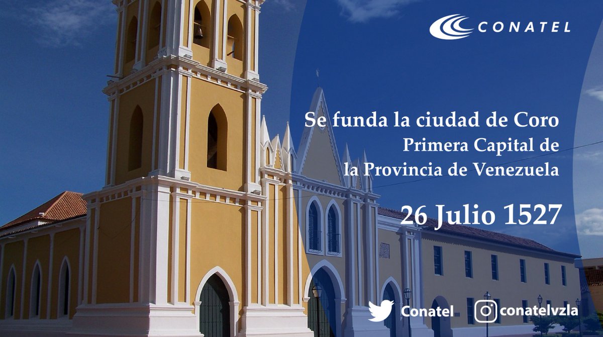 #26Jul 1527, es fundada por Juan Martín de Ampíes la ciudad de Santa Ana de Coro, primera Capital de la Provincia de Venezuela; fue nombrada en 1993 Patrimonio de la Humanidad por la #UNESCO por ser una ciudad con una rica historia y cultura.

#PlanDescontaminaciónDelLago
