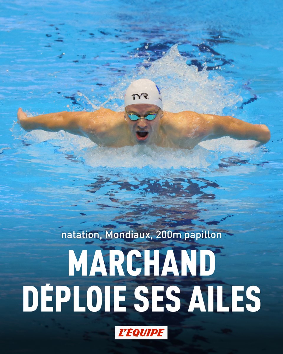 Léon Marchand a remporté la finale du 200 m papillon à Fukuoka, son 4e titre mondial et le 2e dans cette édition après le record du monde sur 400 m 4 nages. ow.ly/6z9I50PlH1a