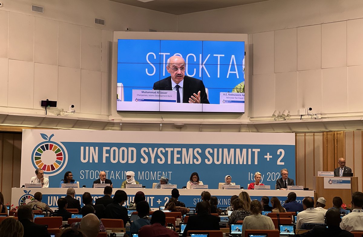isdb_group's tweet photo. 🌱🌍At "Catalysing Food Systems Transformations: The Food Systems Window of the UN Joint #SDG Fund" during the #UNFoodSystems Summit+2, H.E Dr. Al Jasser reaffirms #IsDB's commitment to join forces with the UN and other development partners in catalyzing the food systems transformations to ensure #foodsecurity, economic and social well-being, and environmental sustainability for all.

IsDB President shares the success of the Lives and Livelihoods Fund @LLF_fund, empowering millions out of poverty in 13 member countries, Now, with LLF 2.0 launched, we'll accelerate SDG delivery. 

Dr. Al Jasser emphasized the significant role of blended funding in making a difference in agriculture & food security.