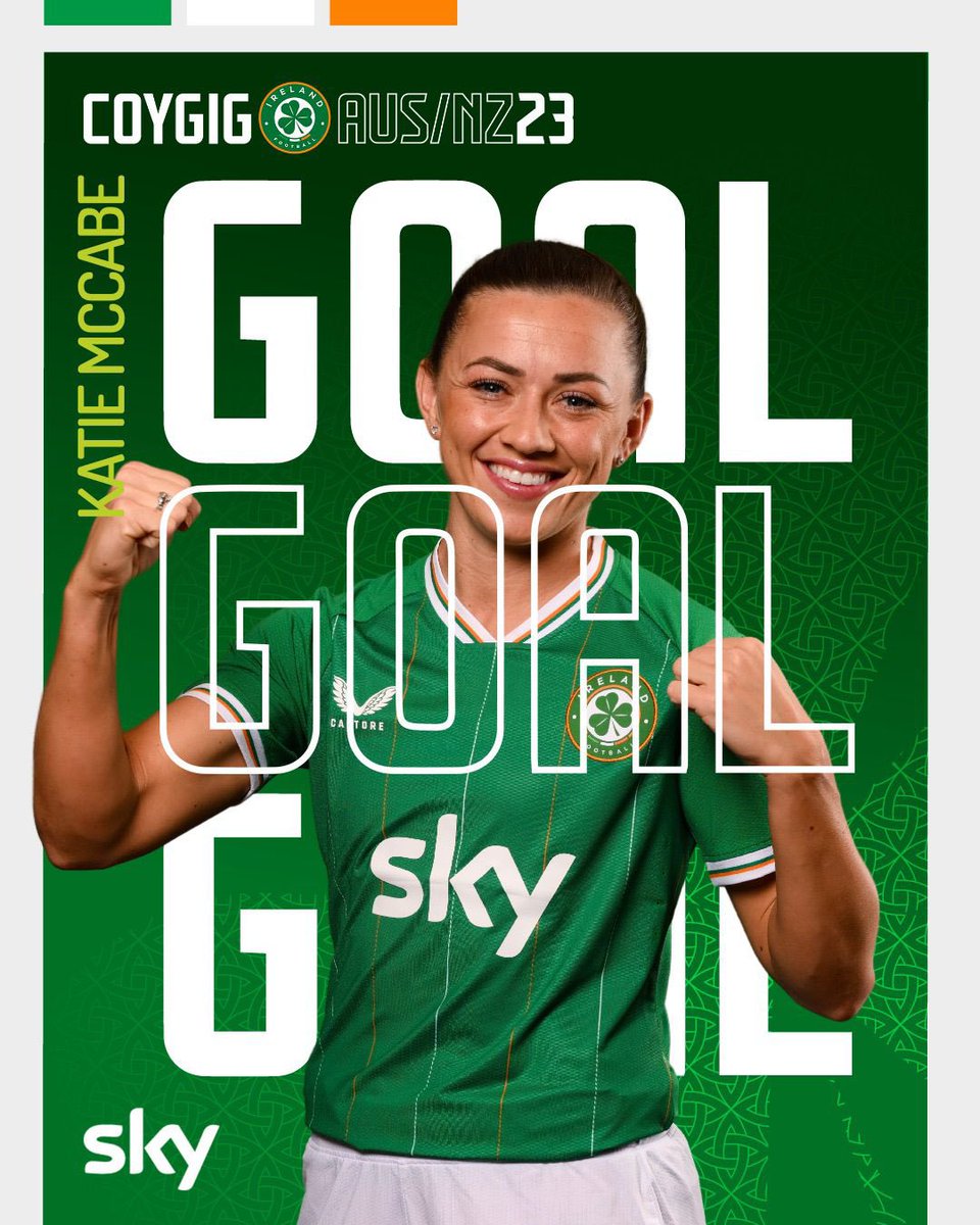 KATIE! KATIE! KATIE! 🇮🇪

It had to be her! 👏

The captain put us in front directly from a corner!  (0-1) 

#COYGIG | #FIFAWWC