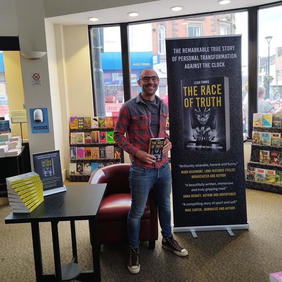 The Race of Truth has been out for nearly 2 weeks now! We had a brilliant time celebrating with @leightimmis at @WaterstoneDerby where signed copies are available! We'd love to hear how you're enjoying the book if you've been reading it so please do leave us a review online! 🚴‍♂️