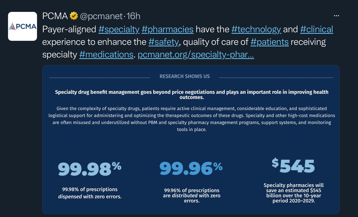 redlgb1969's tweet photo. quality of care is so important to the pbms that they will force #patients to depend on #unsafe, #impersonal, and #undependable mail order processing as the only way to get their critical “specialty” #medications. https://t.co/ZGJCT2cfyf