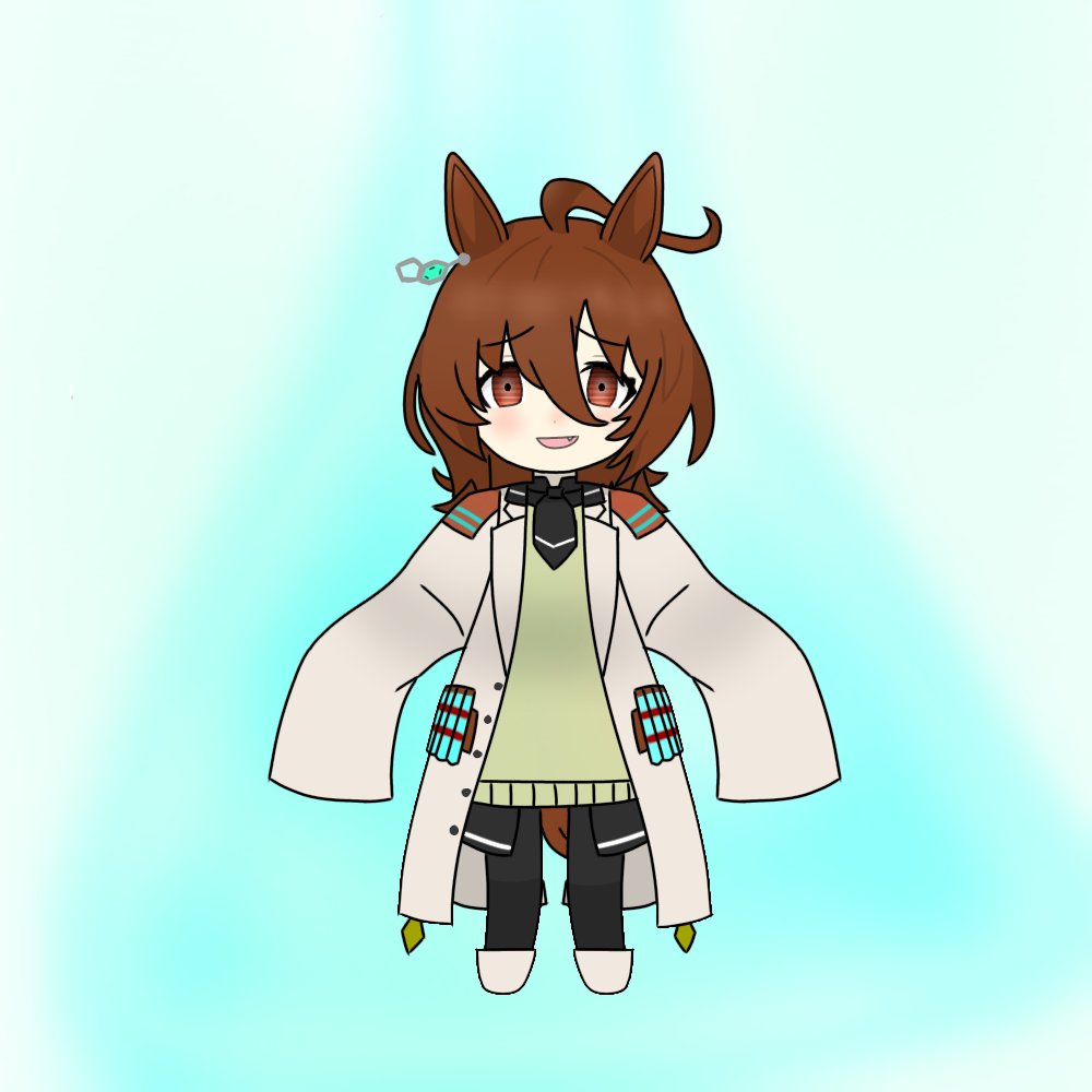 irregularcatR's tweet photo. 絵練習46枚目、因子研究成果報告
例のポーズを3頭身で描いてみたのだ！
制服以外を描くの久々だからちょっと変かもだけど許して欲しいのだ
#ウマ娘
#アグネスタキオン https://t.co/d33toAome3