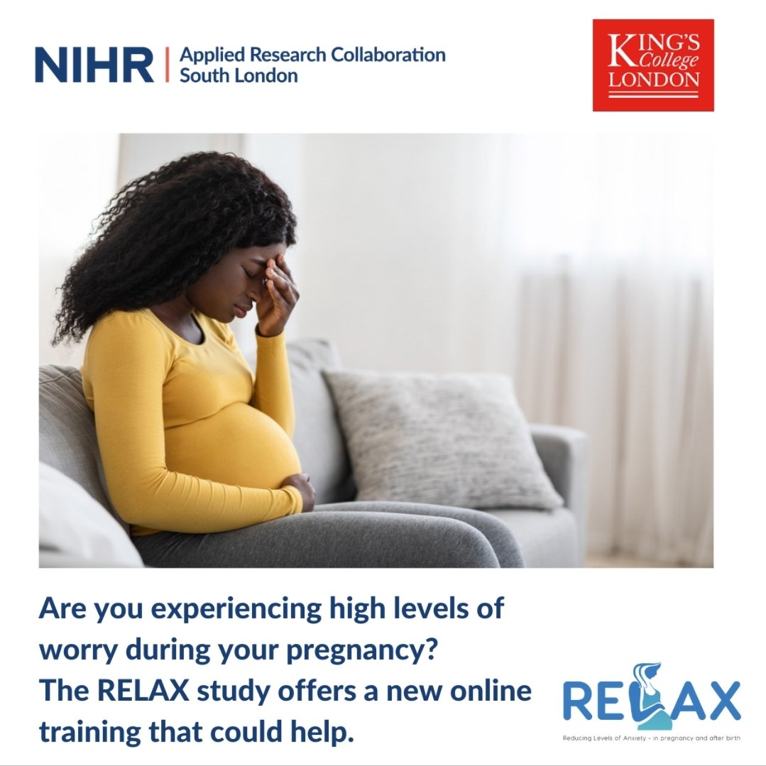 Are you pregnant and worrying a lot? Is worry affecting your daily life? 

The #RELAXstudy is testing online training for pregnant women to help reduce #worry and #anxiety.  

Find out more: relax.healthmachine.io 

#pregnancy #BePartOfResearch #NHS75