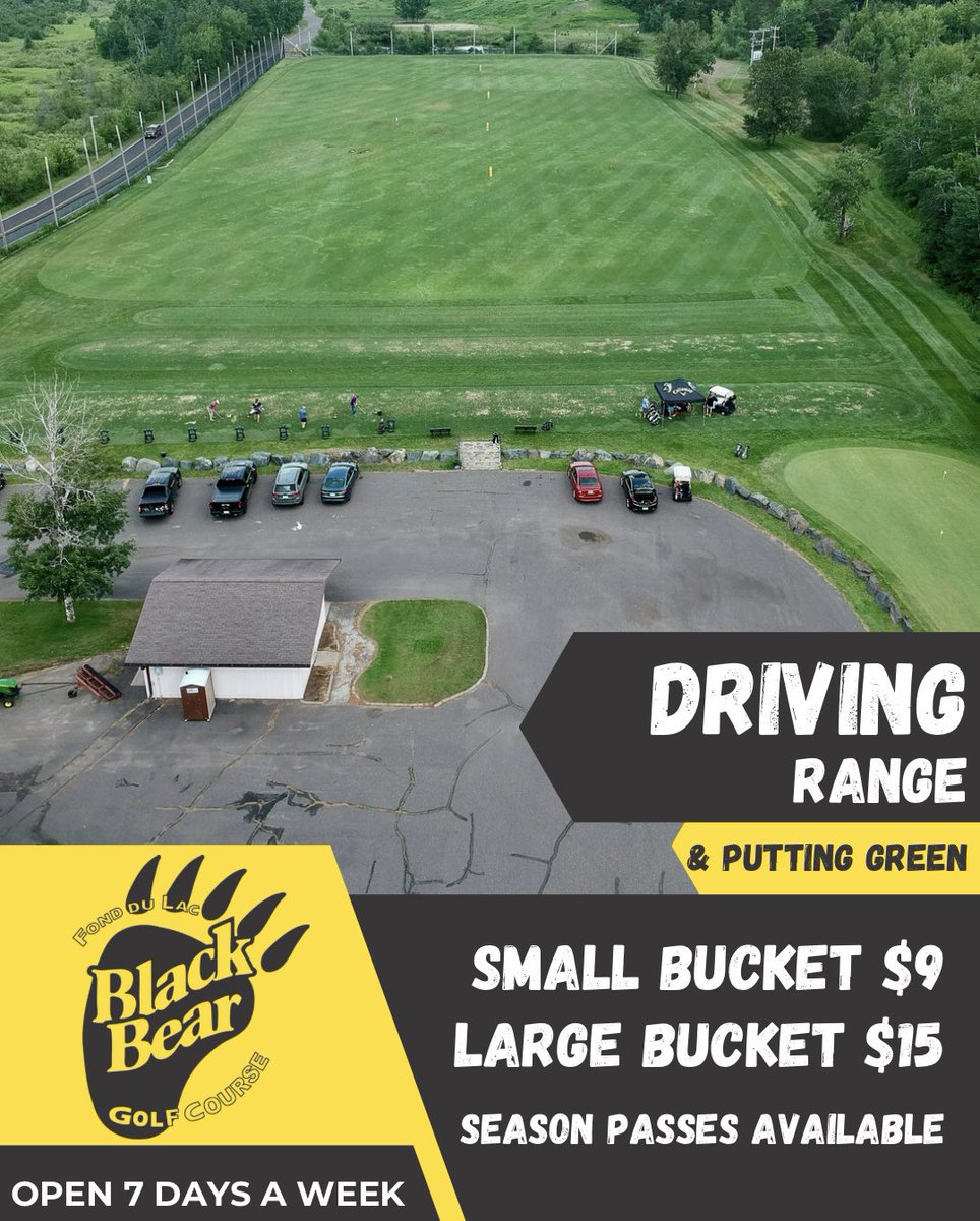 Our Driving Range is open 7 days a week from 7 am until 9 pm.
Range codes can be purchased in the clubhouse.
#GolfAtTheBear #BlackBearCasinoResort #golfing #golf  #golfswag #golfisfun #minnesotagolf #golfchannel #golflifestyle #golfstyle #whyilovethisgame