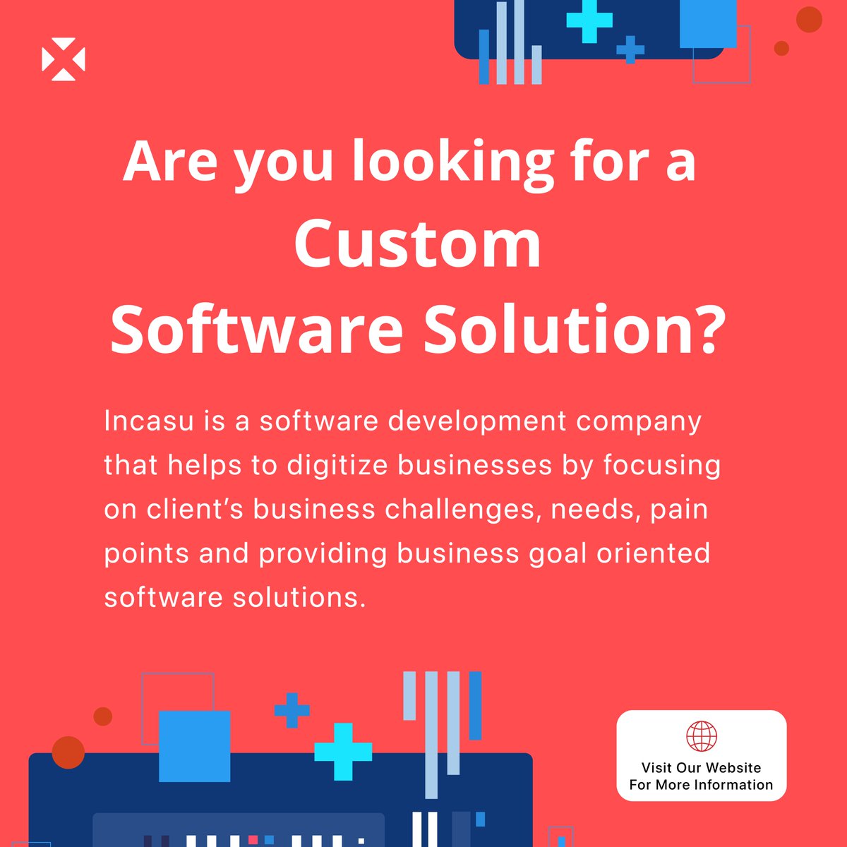 IncasuZa's tweet photo. Contact Incasu about any software related queries. With over 20 years experience in software development we can take on any software challenge you might have!

Visit us at:
https://t.co/9AnbvSEf7A

Give us a call:
+27 12 658 0018

#customsoftwaredevelopment #softwaresolutions https://t.co/gX0JHCLkXh