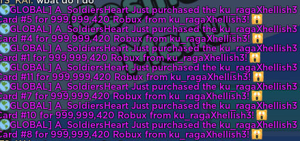 FastObbyGames's tweet photo. @MeloBlox you might want to fix this fast (they are buying cards 3x a second) https://t.co/8uj71zRo19