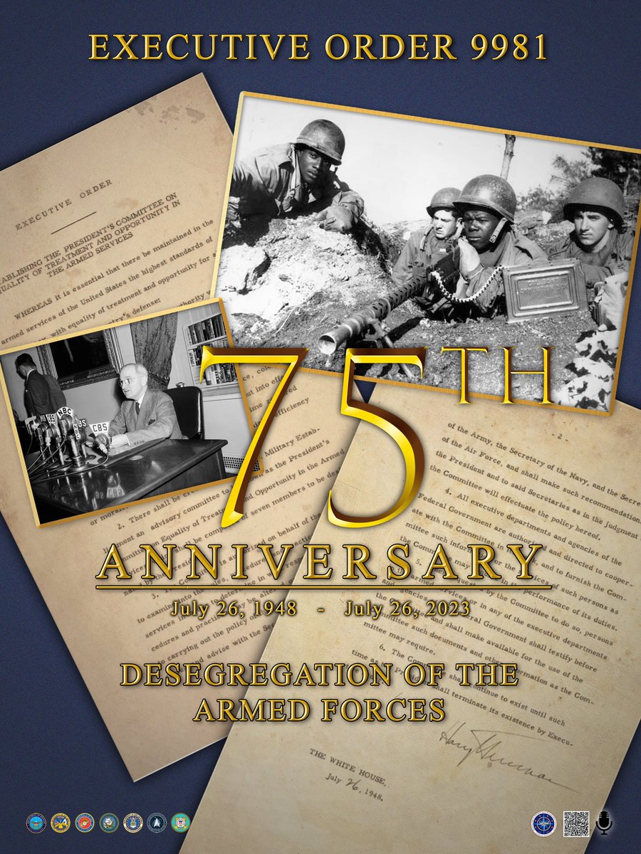Today we celebrate the 75th anniversary of EO 9881, abolishing discrimination based on race, color, religion or national origin in the Armed Forces. Inclusivity makes us better, stronger and is crucial to recruit, train and retain the best our nation has to offer.