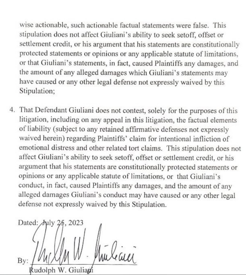It’s all beginning to fall apart.

Last night Rudy Giuliani admitted in a court filing that he made false claims about Georgia election workers Shaye Moss and Ruby Freeman.

These are the two individuals that Trump, his attorneys and his followers claimed to have committed