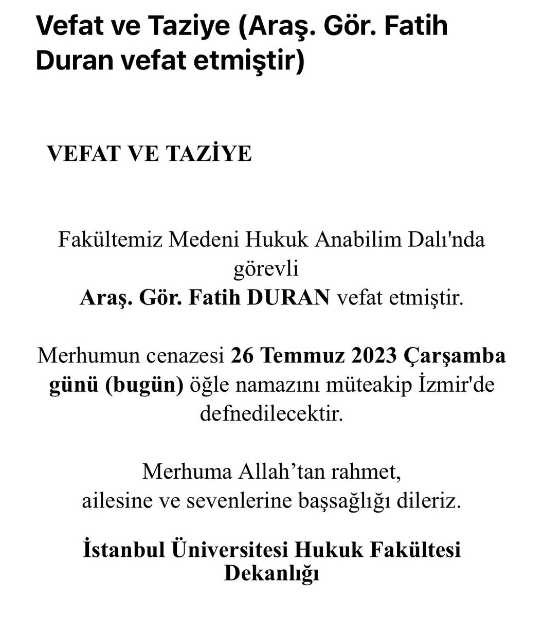 Başımız sağolsun. Allah rahmet eylesin.