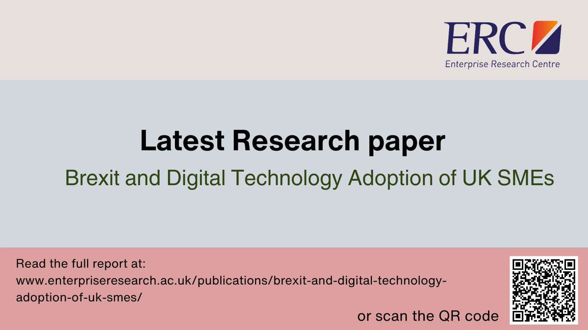 New research paper using Longitudinal Small Business Survey data giving insights into SMEs' ability to adapt to the profound changes brought about by Brexit. Full paper here. tinyurl.com/bdz3s2f2 @MartinaPardy @dampudia1 @LSEGeography @POLISS_EU @IGLglobal @nesta_uk @ESRC